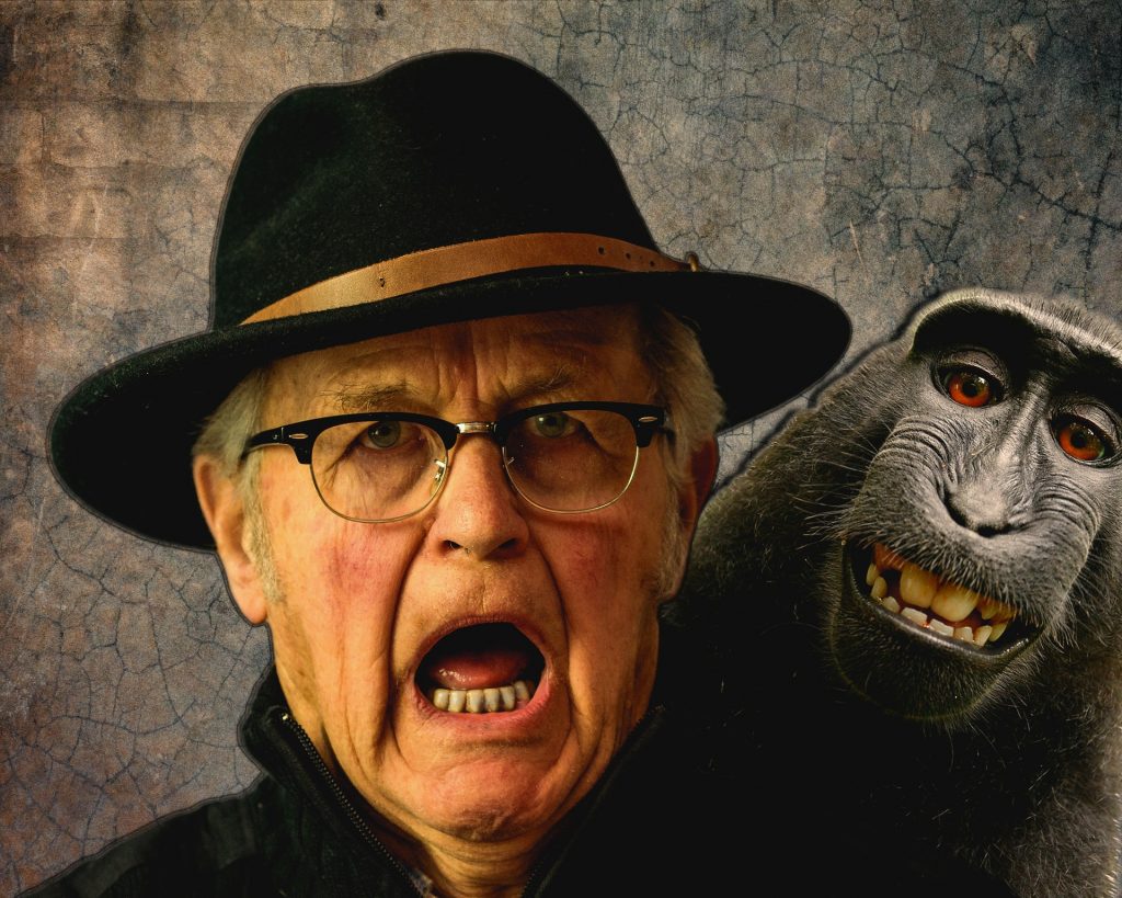 old man with monkey